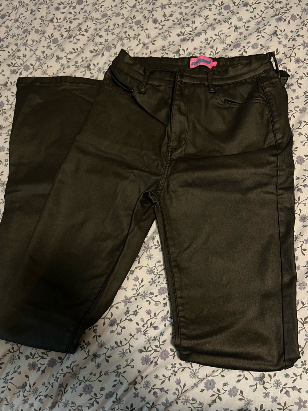 Edikted Flare Leather Pants Black SIZE LARGE